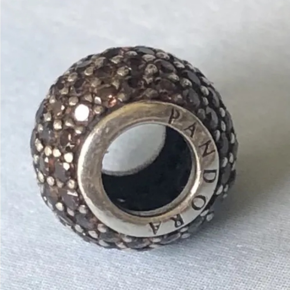 Authentic PANDORA Pave Lights Brown Bead Charm 791051BCZ - Picture 4 of 4